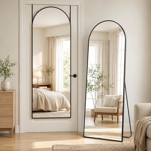 58"x21" Full Length Mirror, Over The Door Mirror,Black - color: Black, size: 58"L x 21"W