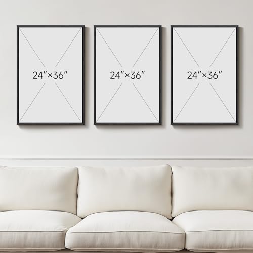 Large Framed Black and White Abstract Wall Art for Living Room, Set of 3 - color: Geometric - A, size: 24" W x 36" H x 3Pcs