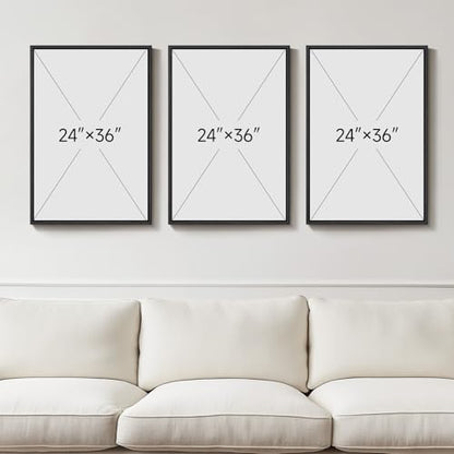 Large Framed Black and White Abstract Wall Art for Living Room, Set of 3 - color: Geometric - A, size: 24" W x 36" H x 3Pcs