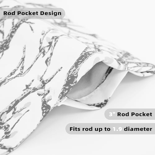 DriftAway Tree Branch Lined Valance Double Layer Blackout Thermal Insulated Abstract Ink Printing Window Curtain Valance Rod Pocket 52 Inch by 24 Inch Plus 2 Inch Header Silver Gray 1 Pack - color: Silver Gray, size: 52"W x 24"L (Pack of 1)