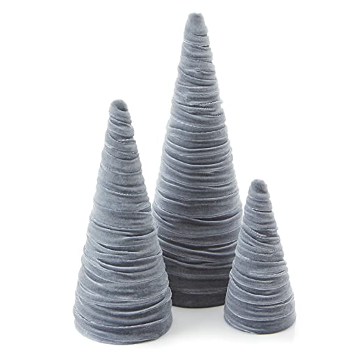 Your Heart's Content Gray Velvet Trees Set of 3 (Gray) - color: Gray