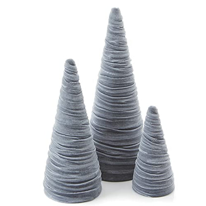 Your Heart's Content Gray Velvet Trees Set of 3 (Gray) - color: Gray