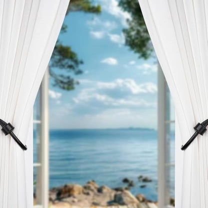 SUQ I OME Leaf Shaped Curtain Holdbacks, Black, 1 Pair - color: Black