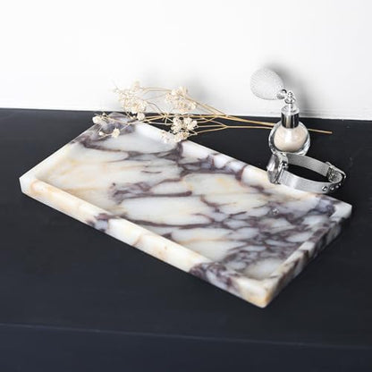 100% Natural Marble Tray, 10"x5" Calaccata Viola Vanity Tray - color: Viola-rectangle-10"x5"x0.7"