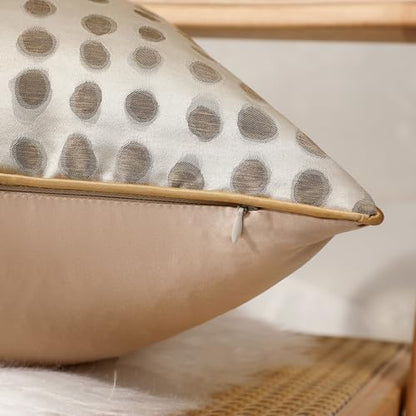 Champagne Gold Abstract Dot Jacquard Throw Pillow Covers 18x18 in - color: Jacquard 7
