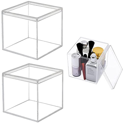 KissYou 2‑Pack Clear Boxes with Lids 4.72 x 4.72 x 4.72 Inch Display Box - size: 4.72 x 4.72 x 4.72 Inch