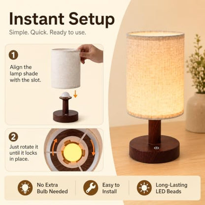 Mini Cordless Bedside Lamp, Touch Rechargeable LED Night Light