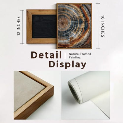 BingruiArt Faux Wood Tree Ring 04 Canvas Wall Art 12x16 Framed - color: Tree Ring - 02, size: 36"L x 24"W