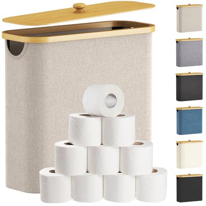 Lifewit Toilet Paper Storage Holder, Extra Large Stand Basket, 30L, Beige - color: Beige, size: 30L
