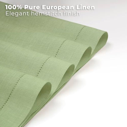 Signature Linen™ by D'Moksha, Sage Green Placemats Set of 4, 14 x 19 Inch, 100% Pure Linen Table Mats, Hemstitch, Machine Washable Cloth Placemats- Fall, Weddings, Outdoor Hosting - color: Sage Green, size: Set of 4 (14 X 19 Inch)