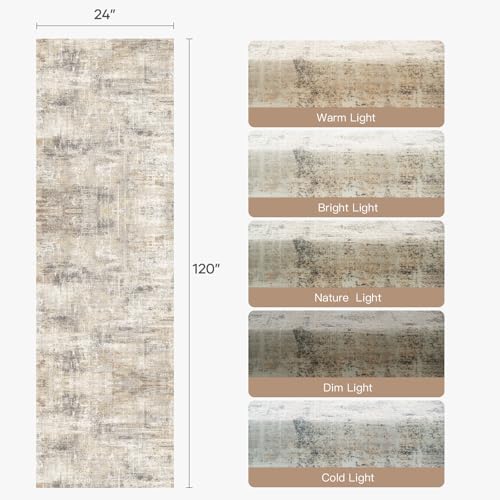 2X10 Area Rug for Hallways, Gold Abstract Washable Non-Slip Runner Rugs - color: Grey/Gold, size: 2' x 10' (Rectangular)
