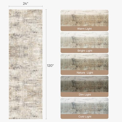 2X10 Area Rug for Hallways, Gold Abstract Washable Non-Slip Runner Rugs - color: Grey/Gold, size: 2' x 10' (Rectangular)