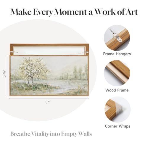 Large Framed Sage Green Landscape Wall Art for Living Room, 60x30 Inch - color: Sage Green