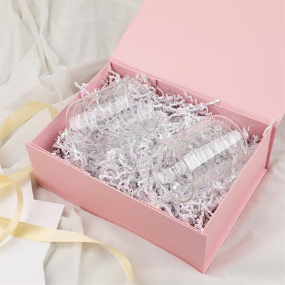 Pink Gift Box,10x7.3x3.5 Gift Boxes With Lids For Presents Includes Ribbon And Diy Printable Sticker Paper,Bridesmaid Proposal Box,Magnetic Gift Box For Birthday,Wedding,Graduation - color: 10x7.3x3.5inch-Pink-Pack 1