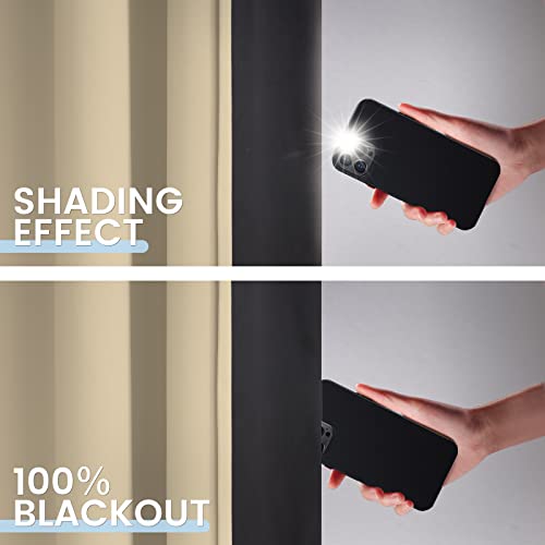 SimpleHome Beige 100% Blackout Curtains Room Darkening Living Room 63 Inch - color: Beige, size: 38"W x 63"L (Pack of 2)