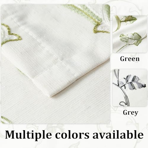 VOGOL Green Vine Embroidered Valance, Linen Texture, 60 x 18 Inches - color: Green, size: 60"W x 18"L (Pack of 1)