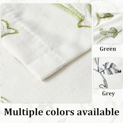 VOGOL Green Vine Embroidered Valance, Linen Texture, 60 x 18 Inches - color: Green, size: 60"W x 18"L (Pack of 1)