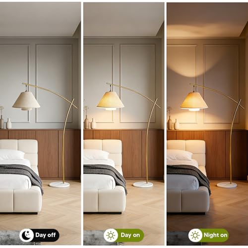 Lightdot Arc Floor Lamp for Living Room, Dimmable Modern Standing Tall Lamp - color: Linea-Gold