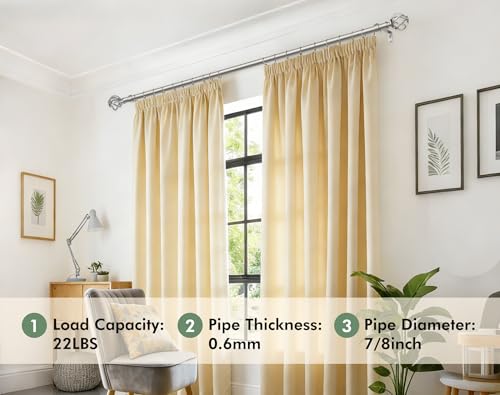 USFOOK Curtain Rods for Windows 66 to 120, Antique Silver Drapery Rod - color: Antique Silver, size: 66-120"