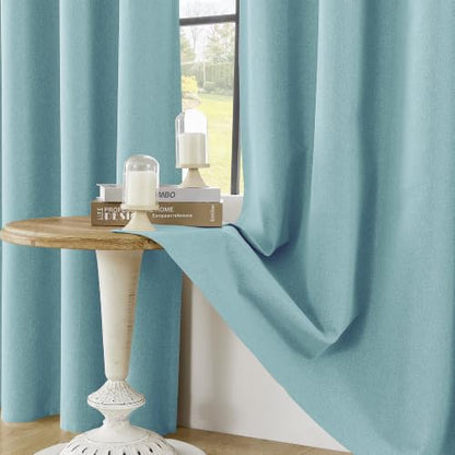 ChrisDowa Lake Blue Blackout Curtains 45 Inches Long 2 Panels for Bedroom - color: Sky Blue, size: 52"W x 45"L (Pack of 2)