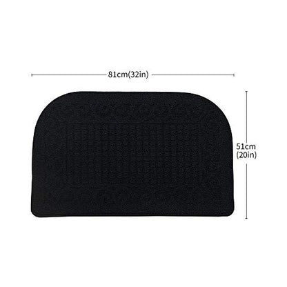 COSY HOMEER 32x20 Half Round Kitchen Rug,Non Slip Washable Mat,Black 3PCS - color: Black 3pcs, size: 1'8" x 2'8" (Semicircular)