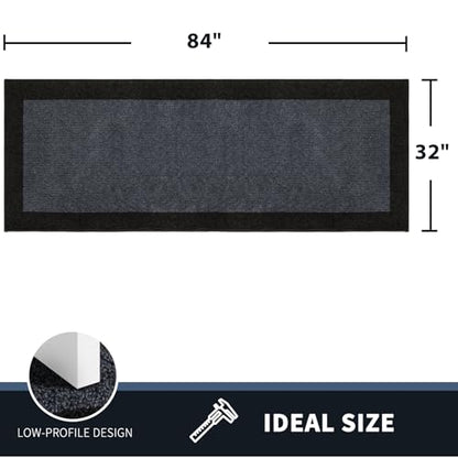 PURRUGS Hallway Runner Rug, 32" x 84", Bluish Grey & Charcoal - color: Bluish Grey & Charcoal, size: 32" X 84"