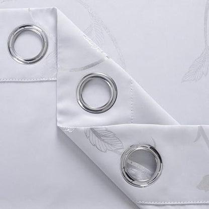 BUHUA Blackout Curtains Silver Foil Print Flower Vine Grommet Drapes, Room Darkening Thermal Insulated Curtains, Noise Reducing Curtain for Bedroom, Greyish White, 66Wx63L, 2 Panels - color: Greyish White, size: 66"W x 63"L (Pack of 2)