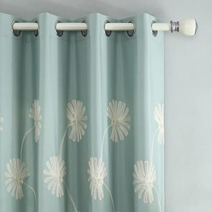 VOGOL Floral Embroidered Grommet Curtains, 52 x 63, 2 Panels, Blue - color: C2, size: 52"W x 63"L (Pack of 2)