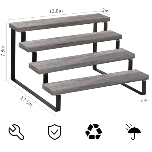 YINMIT Wooden Display Riser Stand, Tiered Perfume and Cologne Organizer Stand, 4 Tier Spice Rack Organizer, Rustic Display Shelf for Candles (4 Tier,2Pack,Grey) - color: 4 Tier,2 Pack,Grey