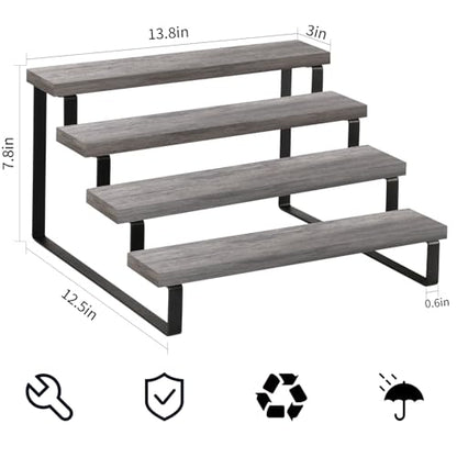 YINMIT Wooden Display Riser Stand, Tiered Perfume and Cologne Organizer Stand, 4 Tier Spice Rack Organizer, Rustic Display Shelf for Candles (4 Tier,2Pack,Grey) - color: 4 Tier,2 Pack,Grey