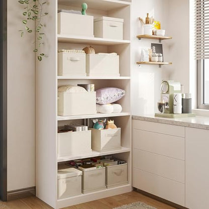 2 Pack Large Fabric Storage Bins with Lids, 17.5 * 12 * 11.5 in, Off White - size: 17.5 x 12 x 11.5 in