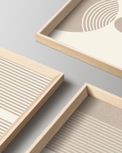 HesenDot Neutral Abstract Framed Wall Art, Modern Geometric Canvas Prints - color: Framed Neutral Geometric, size: 16"L x 12"W