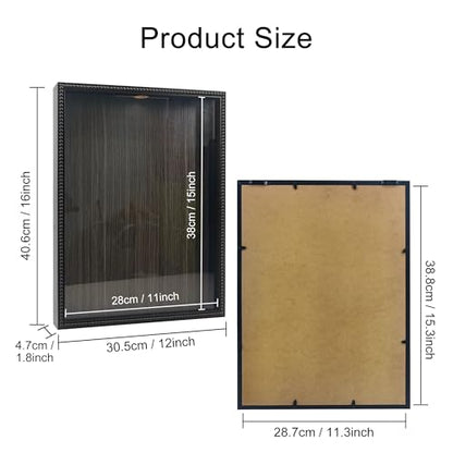 FramePro Travel Shadow Box Frame Black 12x16 Top Loading with Slot Uniqle Beaded Design for Movie Tickets Rainy Fund Events Concert Drink Beer Caps - color: Black Beads, size: 12x16