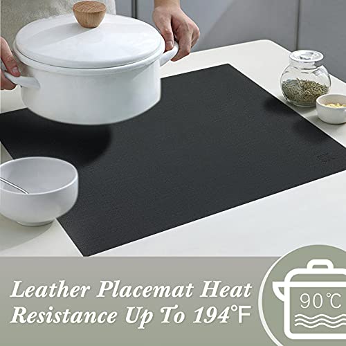 SUEH DESIGN Leather Placemats Table Mats Set of 6, Black & Gray - color: B:black & Gray