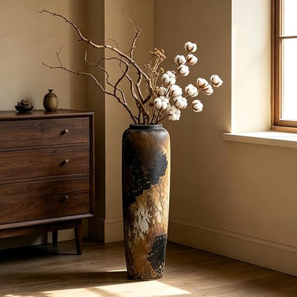 Black Rustic Ceramic Floor Vase, 24 Inch, Large Decor - size: 23.6 Inch