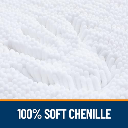 OLANLY Bathroom Runner Rugs 59x24, Extra Soft Absorbent Chenille Bath Rugs - color: White, size: 59" X 24"