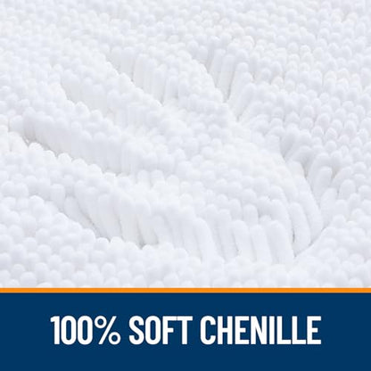 OLANLY Bathroom Runner Rugs 59x24, Extra Soft Absorbent Chenille Bath Rugs - color: White, size: 59" X 24"