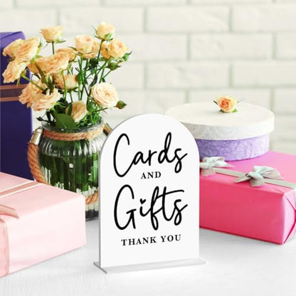 Acrylic Wedding Sign Cards and Gifts Sign for Wedding Wedding Signs for Ceremony Modern Calligraphy Arch Acrylic Table Top Sign for Wedding Reception and Event Party Table(white） - color: Cards and Gifts