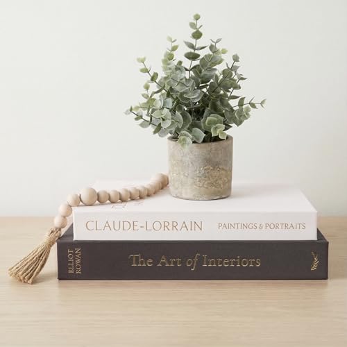 Vine Creations Decorative Books - Set of 2 Linen Hardcover Boxes with Storage - Aesthetic Fake Books for Decoration for Home, Shelf, Bookshelf Decor, Coffee Table Decor, as Storage or Keepsake Box - color: Charcoal & Linen-White