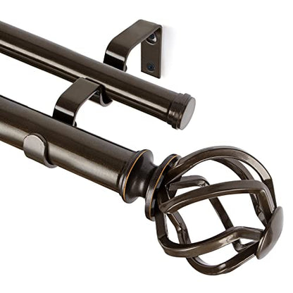 KAMANINA 1 Inch Double Curtain Rod 72 to 144 Inch, Long Drapery Rod, Bronze - color: Antique Bronze, size: 72-144"