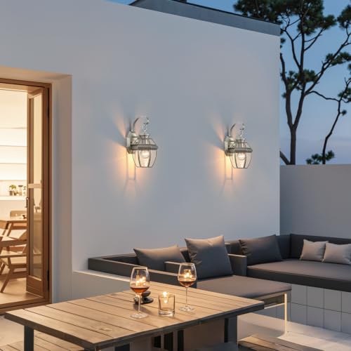 Solid Brass Outdoor Wall Light Fixtures, 12.6" - color: Brushed Nickel - 1 Pack, size: 12.6 inch