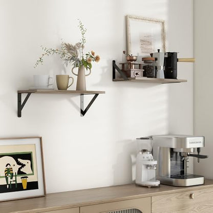 Axeman Floating Shelves for Wall, 16'' x 8'' Grey Wall Shelves Set of 2 - color: Grey, size: 16 Inch
