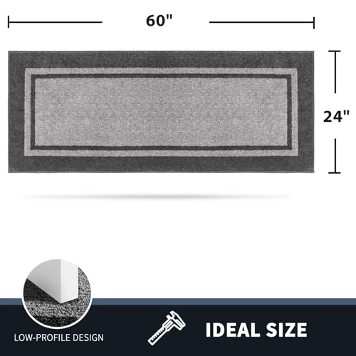 PURRUGS Hallway Runner Rug, 24" x 60", Light Grey & Dark Grey - color: Light Grey & Dark Grey, size: 24" X 60"