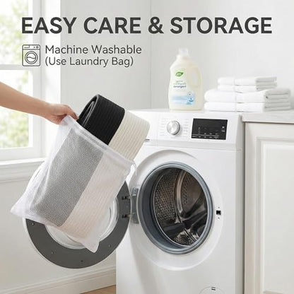 JMvicyroam 115L Extra Large Machine Washable Cotton Rope Blanket Basket - color: White&Black, size: 115L
