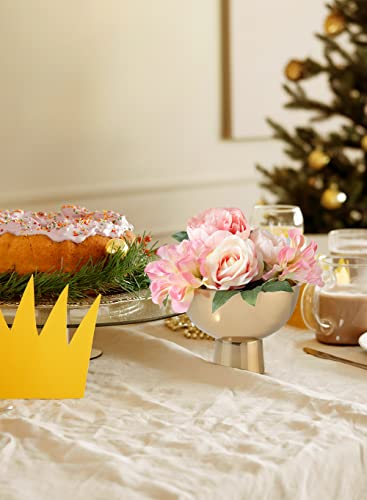 Serene Spaces Living Large Decorative Gold Pedestal Bowl: Elegant Metal Compote Bowl for Home Décor, Weddings, Parties, 7" Diameter, 5.5" Tall - size: Large - Pack of 1