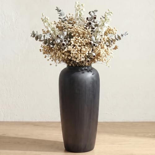 Ceramic Vase Home Decor, Vintage Vase, Wide Mouth Farmhouse vase (22”h-Vintage Black) - color: 22”h-vintage Black