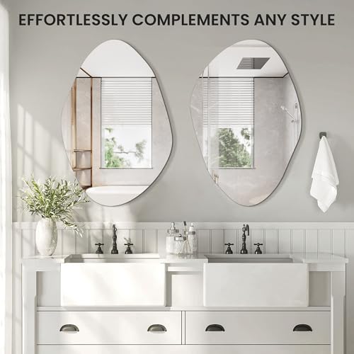 TRAHOME 36'' x 24'' Irregular Asymmetrical Wall Mirror - size: 36"L x 24"W