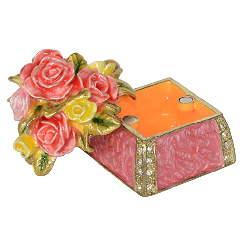 Rose Box Trinket Box Jewelry Box Hand Painted Decorative Box with Hinged Lid Ring Earring Holder Table Figurine Collectible - color: Rose Box