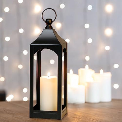 Modern Farmhouse Lantern Decor Metal Decorative Hanging Candle Lanterns - size: Medium