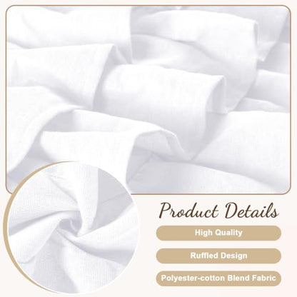 FUANGUI Ruffled Valance Curtain 42" W x 18" L Pleated Kitchen Valance - color: White, size: 42"W x 18"L (Pack of 1)
